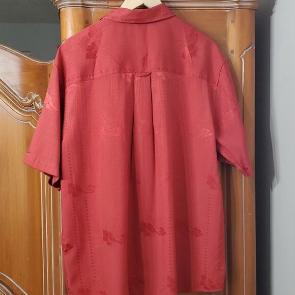 Paradise blue"men's, casual button-down collar shirt. Size large. Beautiful red - Picture 6 of 10